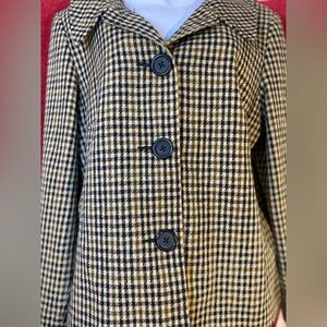 Vintage Kim Roger Womens Sz 16 Wool Blend Plaid Yellow/black/Button Jacket